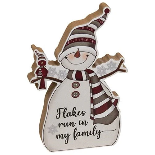 Set of 2 Flakes Run in My Family Chunky Snowmen Sitters - Image 2