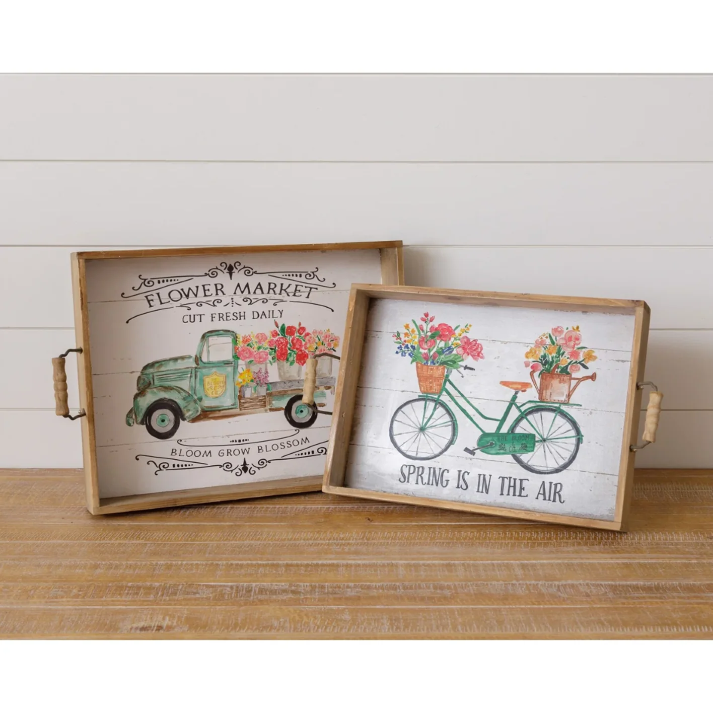 Set of 2 Flower Market and Spring Is In The Air Trays
