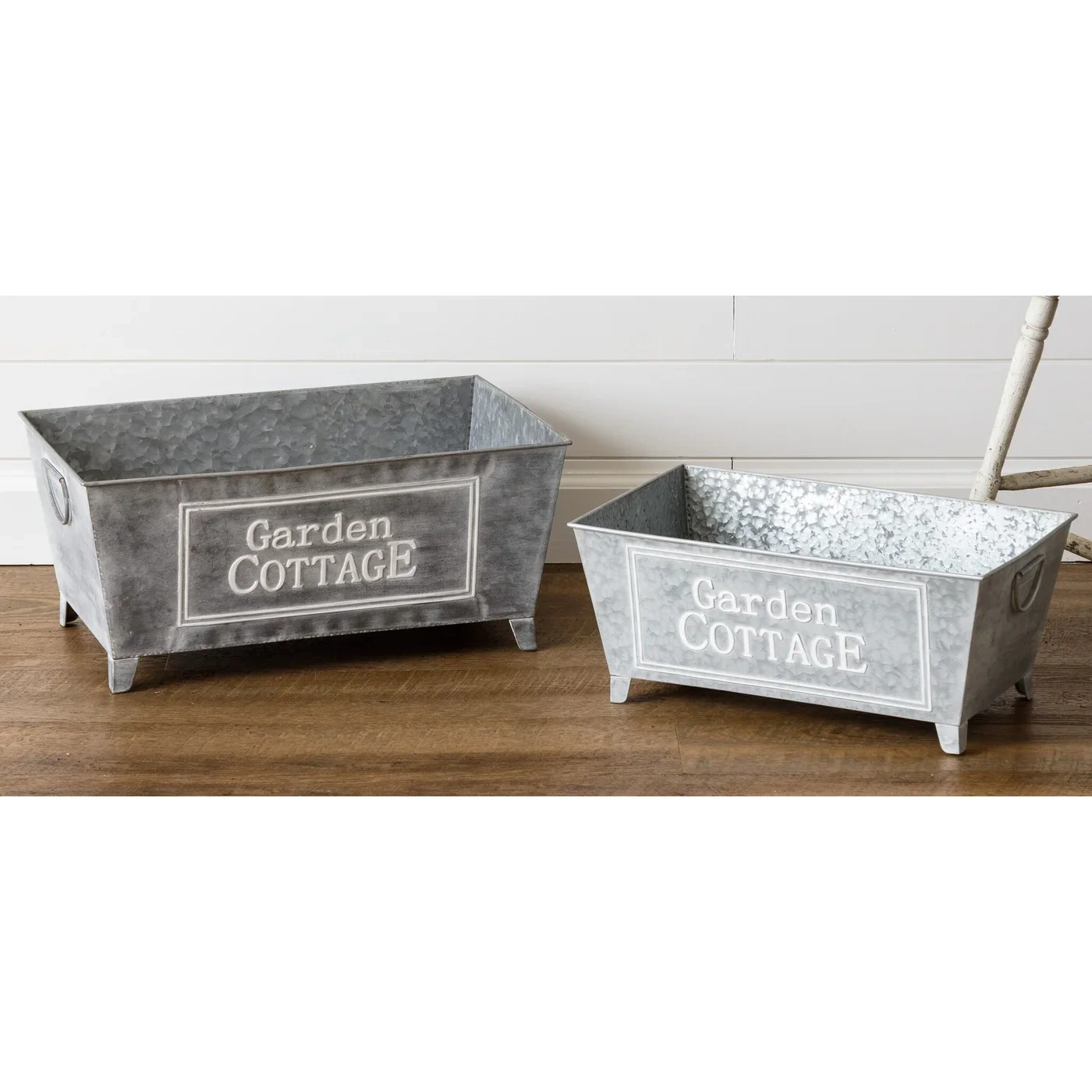 Set of 2 Garden Cottage Metal Buckets