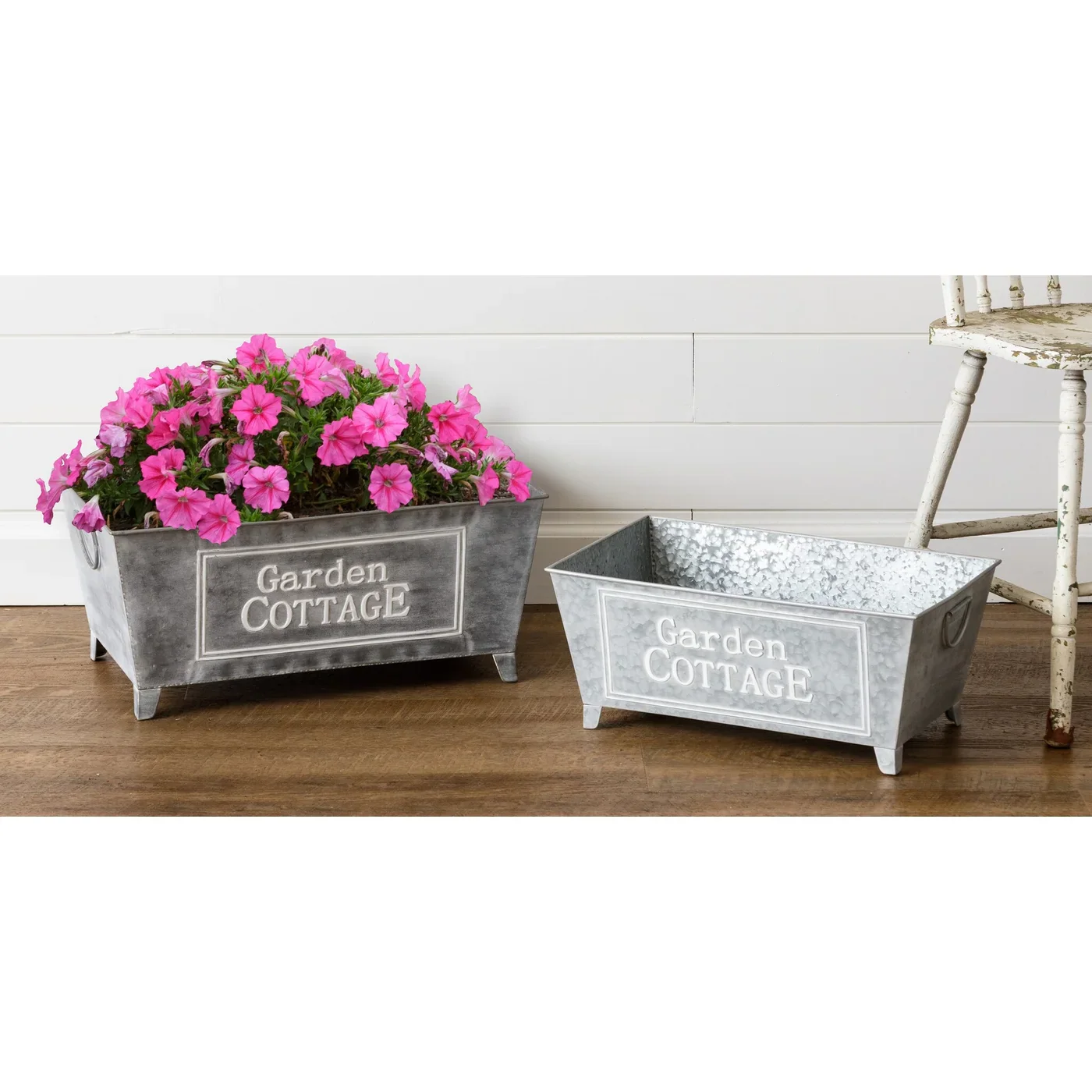Set of 2 Garden Cottage Metal Buckets - Image 2