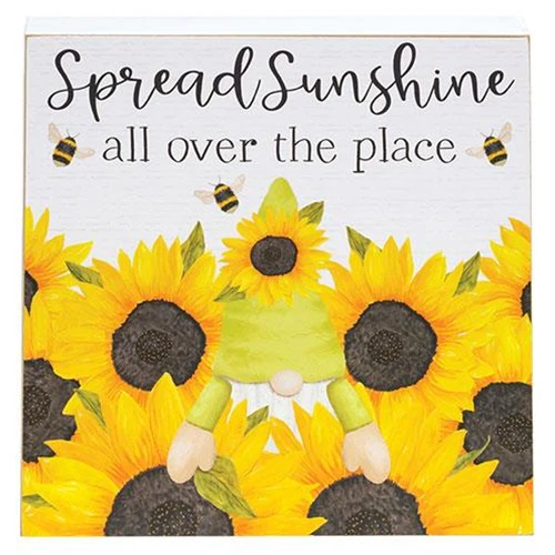 Set of 2 Gnome Place Like the Garden Sunflowers Box Signs - Image 2