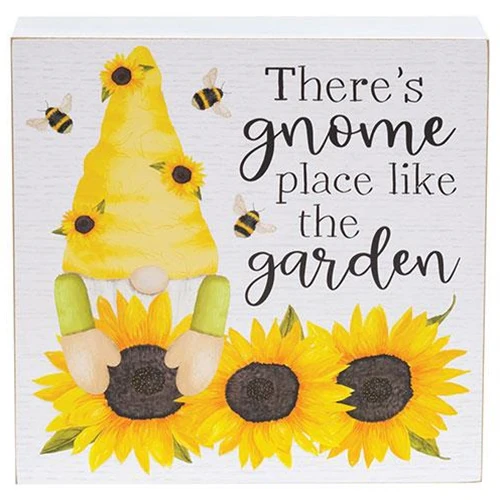 Set of 2 Gnome Place Like the Garden Sunflowers Box Signs - Image 3
