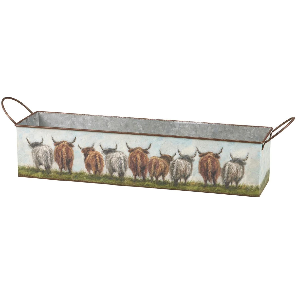 Set of 2 Highland Cows Rectangular Metal Bins - Image 2
