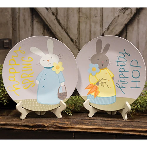 DAY 11 ๐๐ท 20 DAYS OF BUNNIES Set of 2 Hippity Hop Spring Bunny Decorative Plates - Image 5