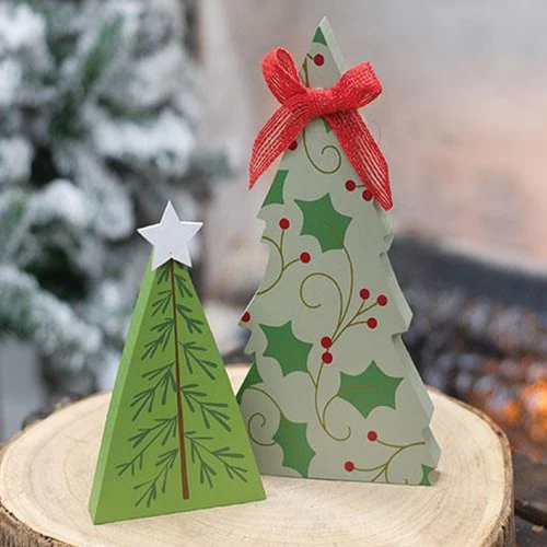๐ Set of 2 Holly and Star Chunky Tree Sitters - Image 2