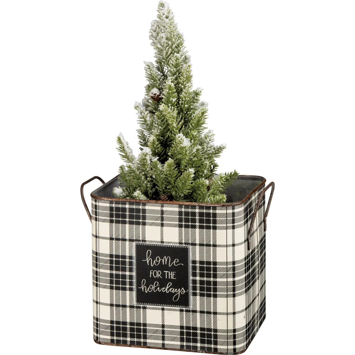Set of 2 Home For The Holidays Plaid Metal Bin Set - Image 4