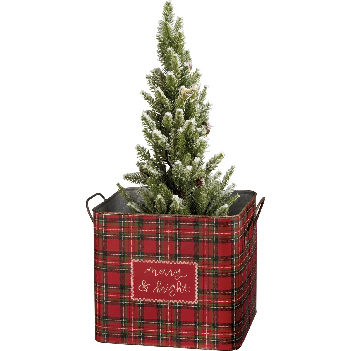 Set of 2 Home For The Holidays Plaid Metal Bin Set - Image 5