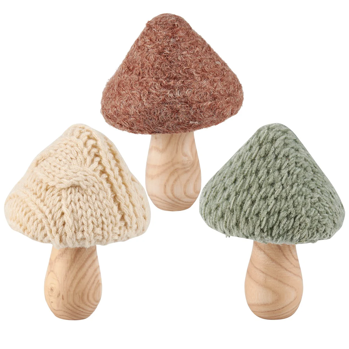 Set of 2 Knitted Mushrooms Sitter Figures - Image 2