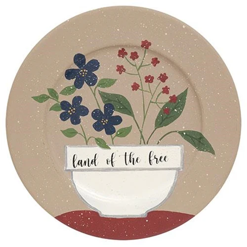 💙 Set of 2 Land of the Free Flowers 8.5" Decorative Americana Plates - Image 2