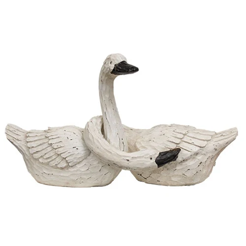 Set of 2 Large Nesting Resin Swans