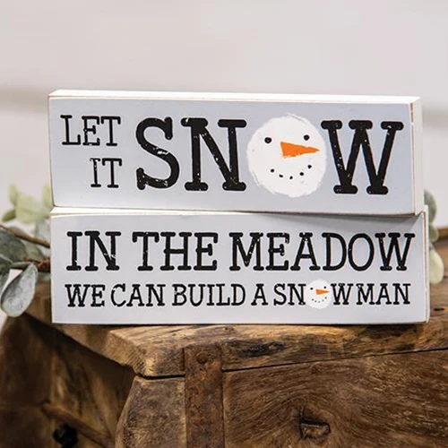 Set of 2 Let It Snow and In The Meadow Skinny Block Sticks