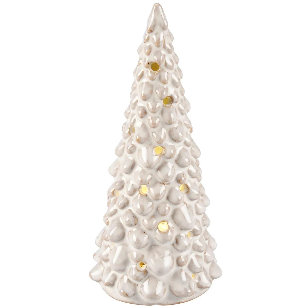 Set of 2 Lighted White Ceramic Christmas Trees - Image 4