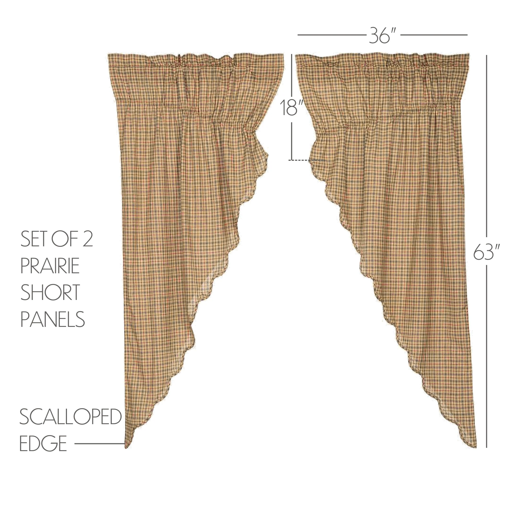 Set of 2 Millsboro Prairie Short Panel Scalloped Curtains - Image 3