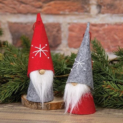 Set of 2 Mini Christmas Felt Gnome Ornaments
