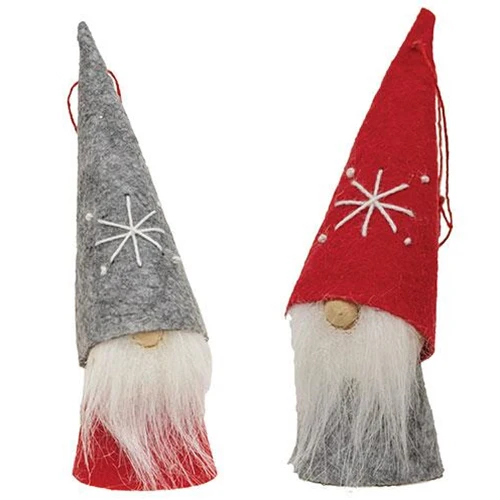 Set of 2 Mini Christmas Felt Gnome Ornaments - Image 2