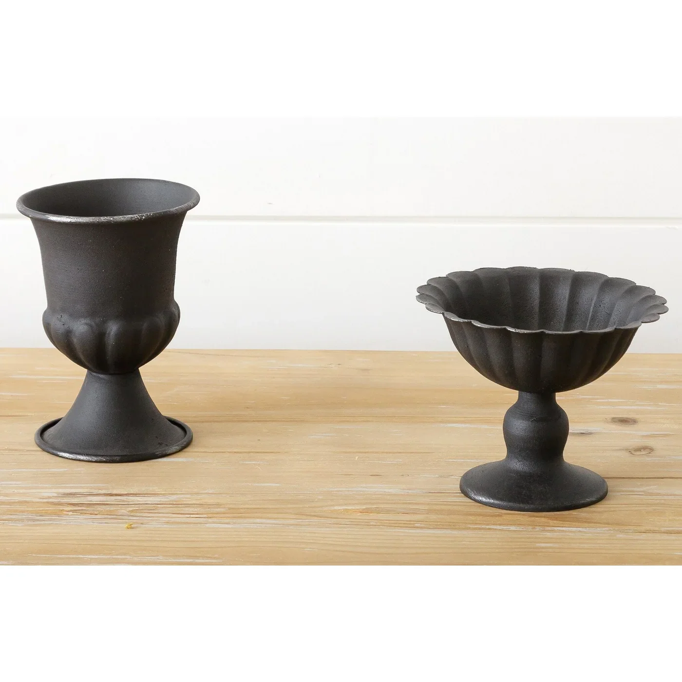 Set of 2 Mini Fluted Black Urns - Image 2