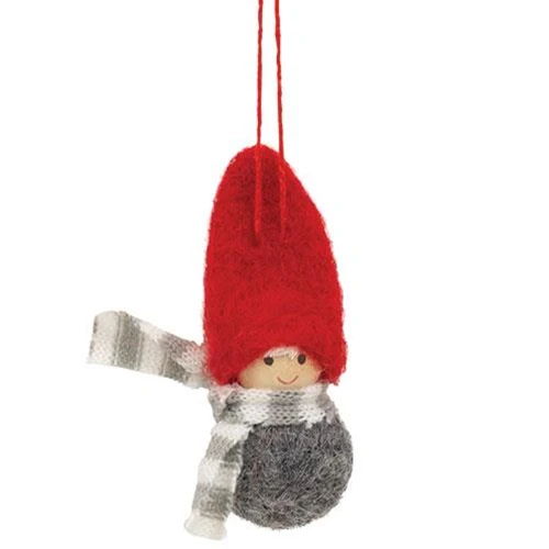 Set of 2 Mini Winter Scarf Wooden Doll Ornaments - Image 2