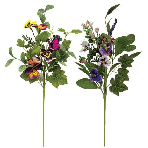 Set of 2 Mixed Purple Wildflower 19" Faux Floral Spray