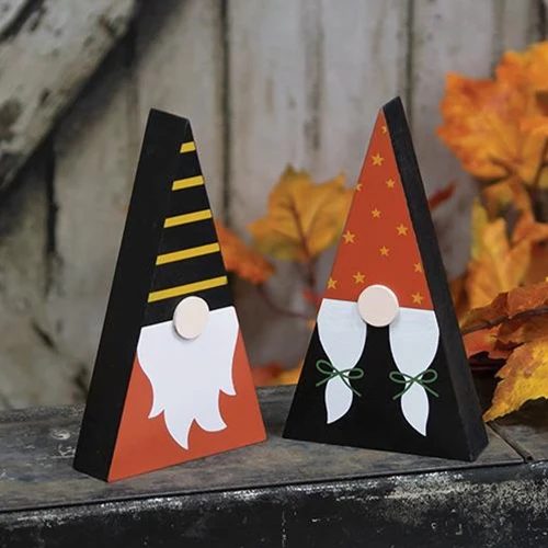 ๐ Set of 2 Mr & Mrs Halloween Gnome Chunky Sitters