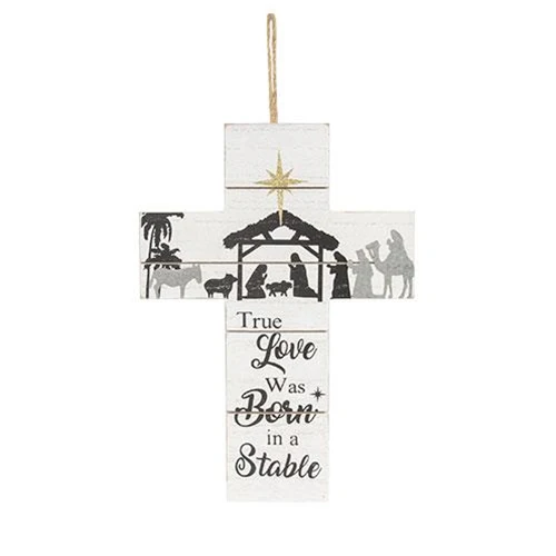 Set of 2 Nativity Themed Hanging Cross Decor - Image 3