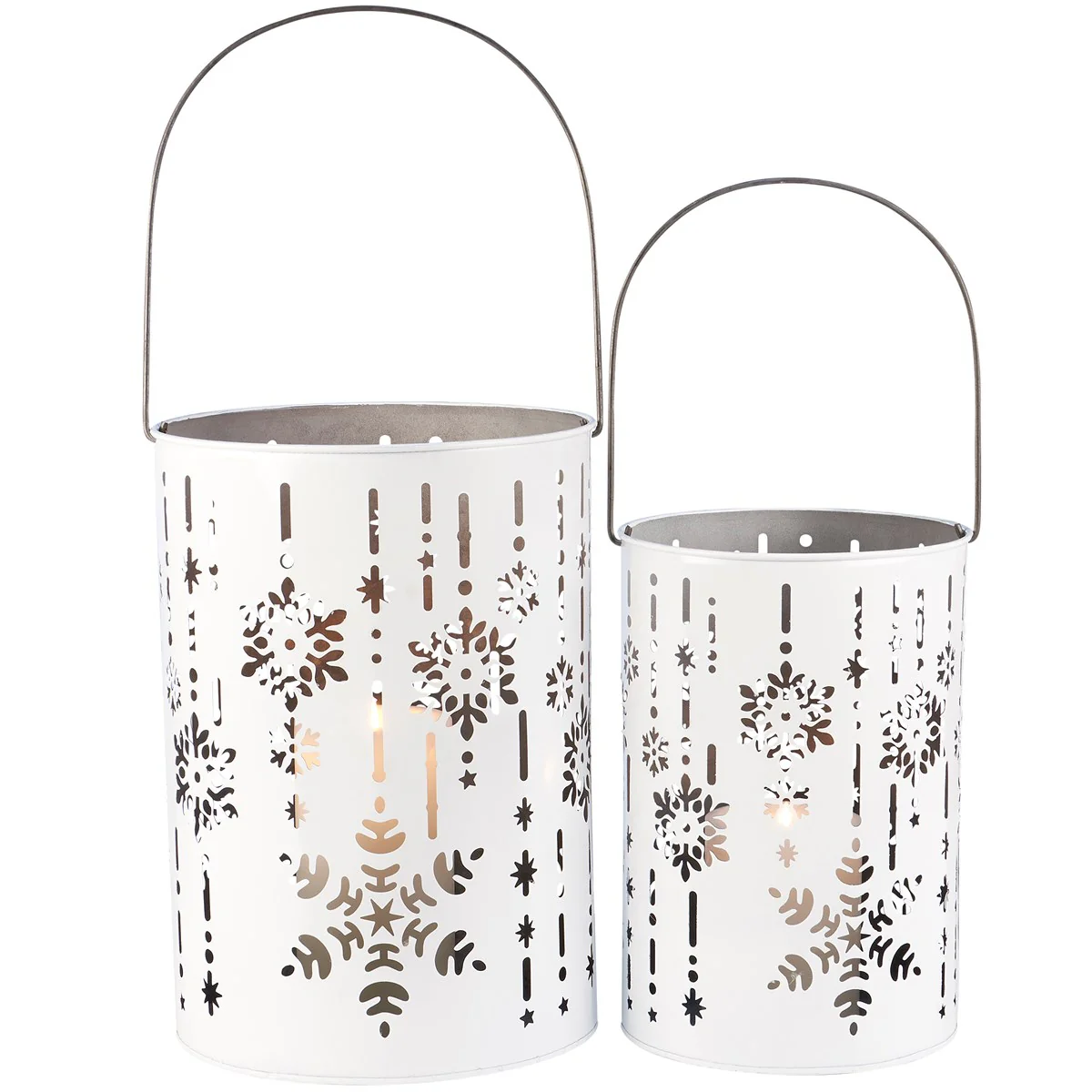 Set of 2 Nordic Snowflakes Lanterns
