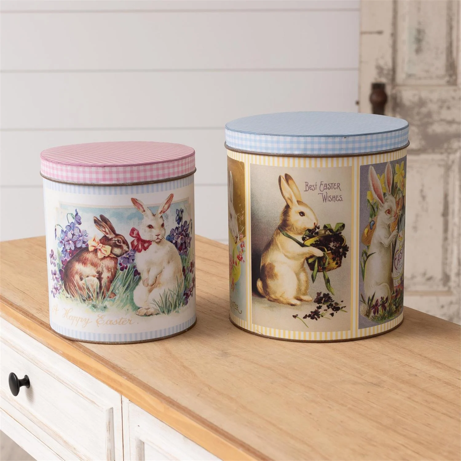 Set of 2 Nostalgic Easter Postcard Tins