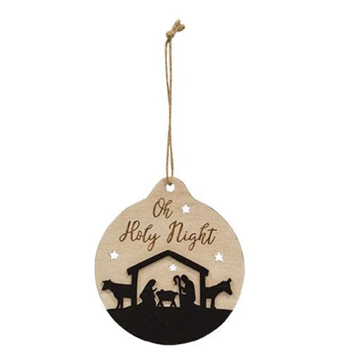💙 Set of 2 Oh Holy Night Nativity Silhouette Ornaments - Image 3