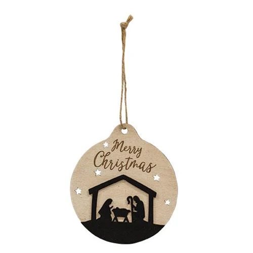 💙 Set of 2 Oh Holy Night Nativity Silhouette Ornaments - Image 4
