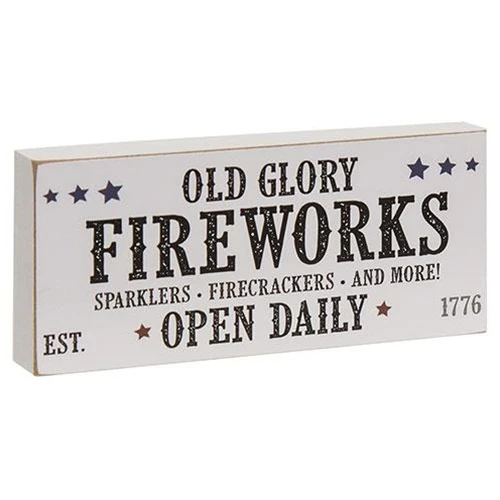 Set of 2 Old Glory Fireworks Small Wooden Blocks - Image 3