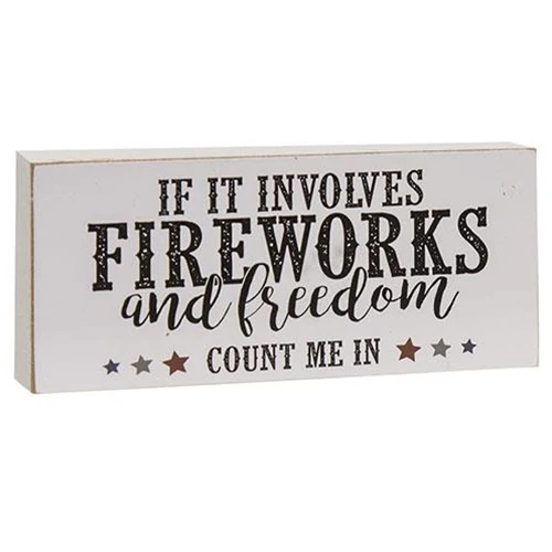 Set of 2 Old Glory Fireworks Small Wooden Blocks - Image 4