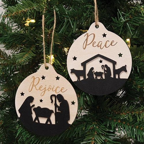 Set of 2 Peace and Rejoice Nativity Silhouette Ornaments - Image 2