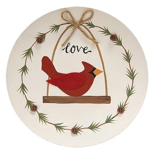 Set of 2 Peace & Love Cardinal Decorative Plates - Image 2