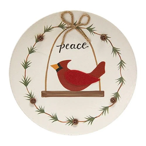 Set of 2 Peace & Love Cardinal Decorative Plates - Image 3