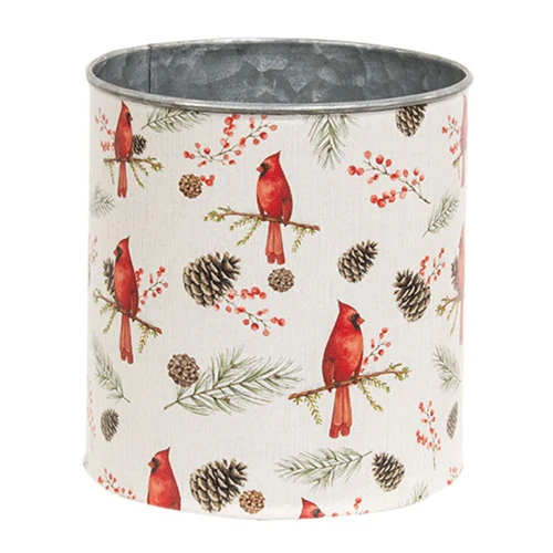 💙 Set of 2 Pine & Plaid Cardinal Little Metal Buckets - Image 2