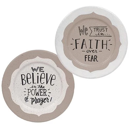 Set of 2 Power of Prayer and Faith Over Fear Decorative Plates
