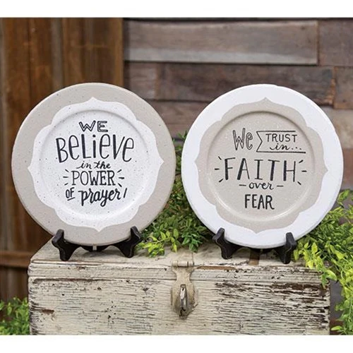 Set of 2 Power of Prayer and Faith Over Fear Decorative Plates - Image 2