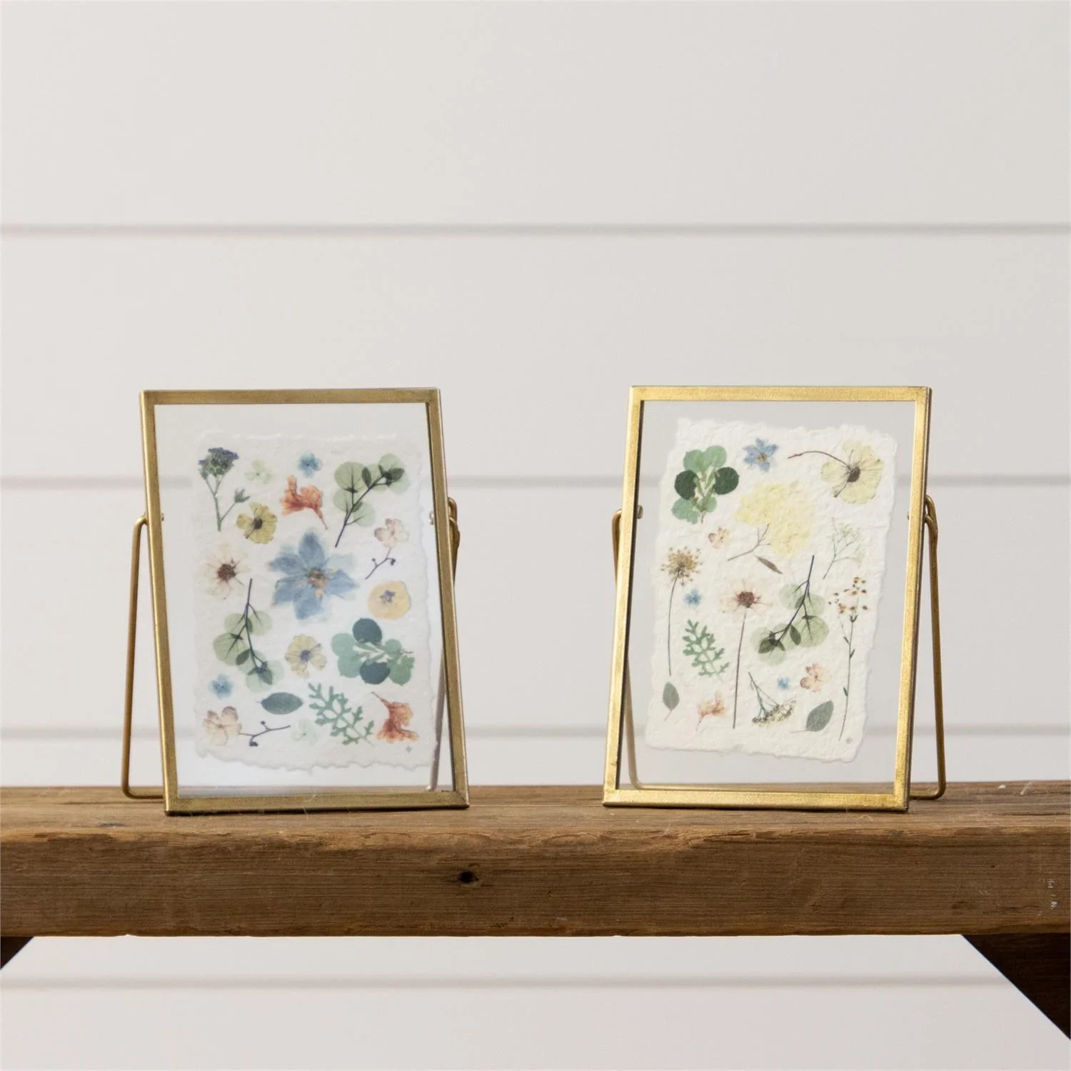Set of 2 Pressed Flower Print in Gold Frames