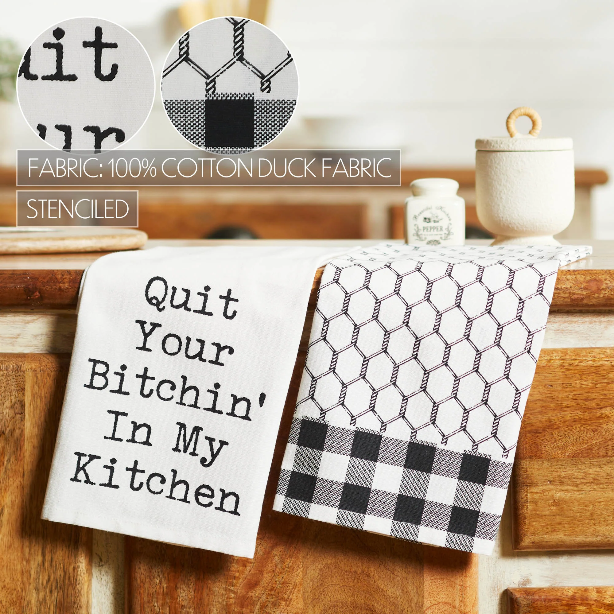 Set of 2 Quit Your Bitchin' In My Kitchen Tea Towels - Image 6