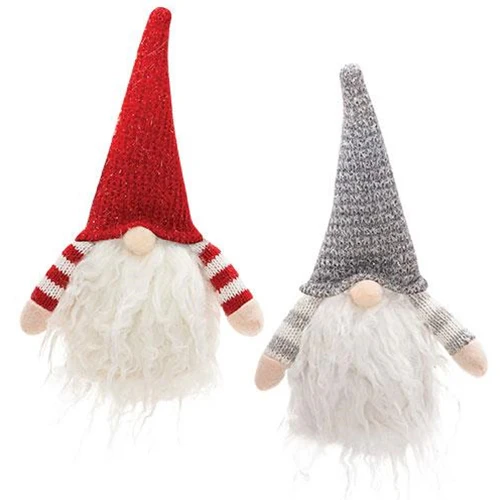 Set of 2 Red and Grey Santa Gnome Ornaments - Image 2