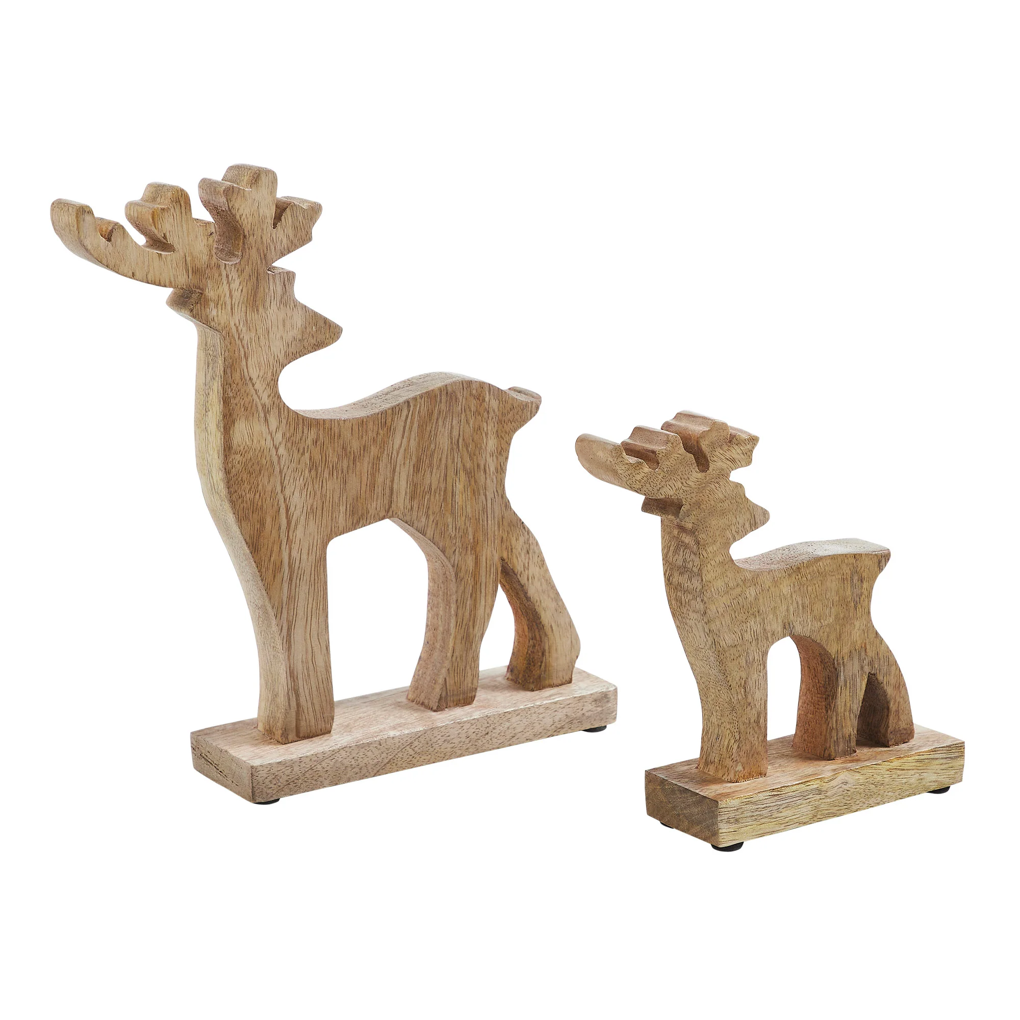 Set of 2 Red Plaid Wooden Reindeer - Image 2