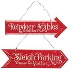 ๐ Set of 2 Reindeer & Sleigh Parking Metal Hanging Signs - Image 2