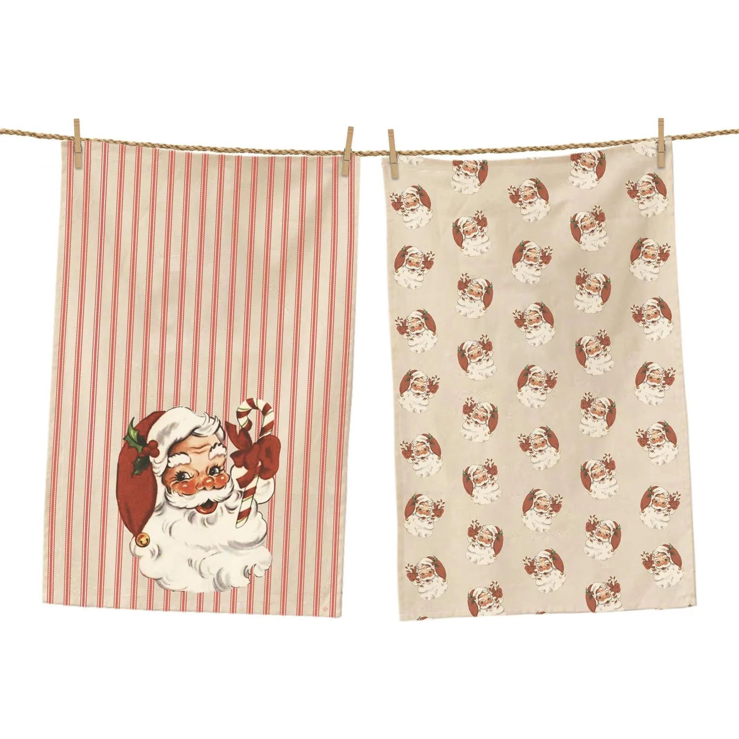 Set of 2 Retro Santa Kitchen Towels