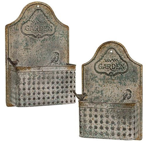 Set of 2 Rustic Bird Garden Wall Planters - Image 2