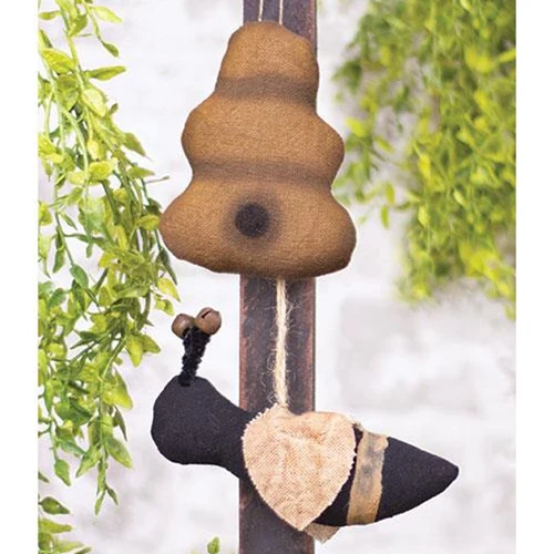 ๐ Set of 2 Rustic Bumble Bee and Hive Ornaments