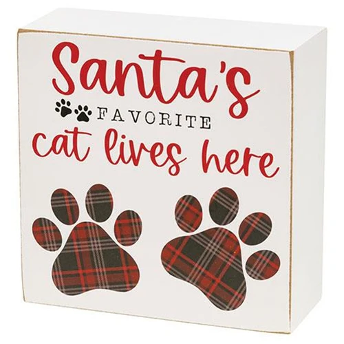 Set of 2 Santa's Favorite Cat and Cat Can't Be Trusted 5" Box Signs - Image 4