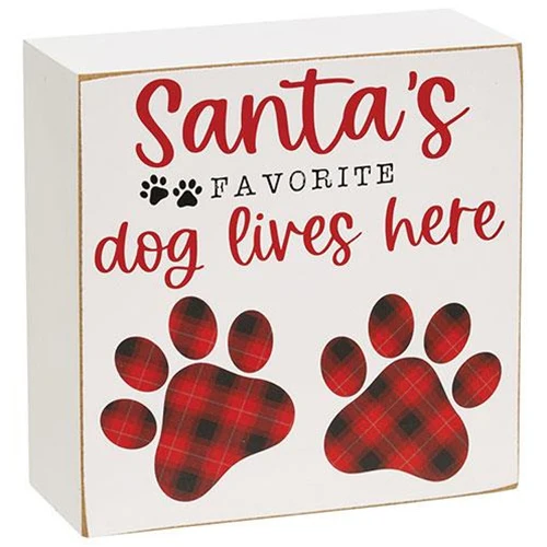 Set of 2 Santa's Favorite Dog 5" Wooden Box Sign - Image 3