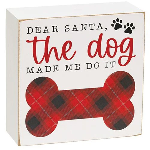 Set of 2 Santa's Favorite Dog 5" Wooden Box Sign - Image 4