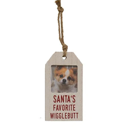 Set of 2 Santa's Favorite Wigglebutt Photo Tag Ornaments - Image 3