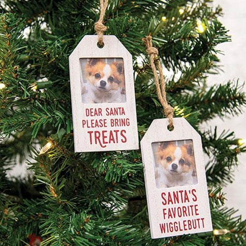 Set of 2 Santa's Favorite Wigglebutt Photo Tag Ornaments - Image 4