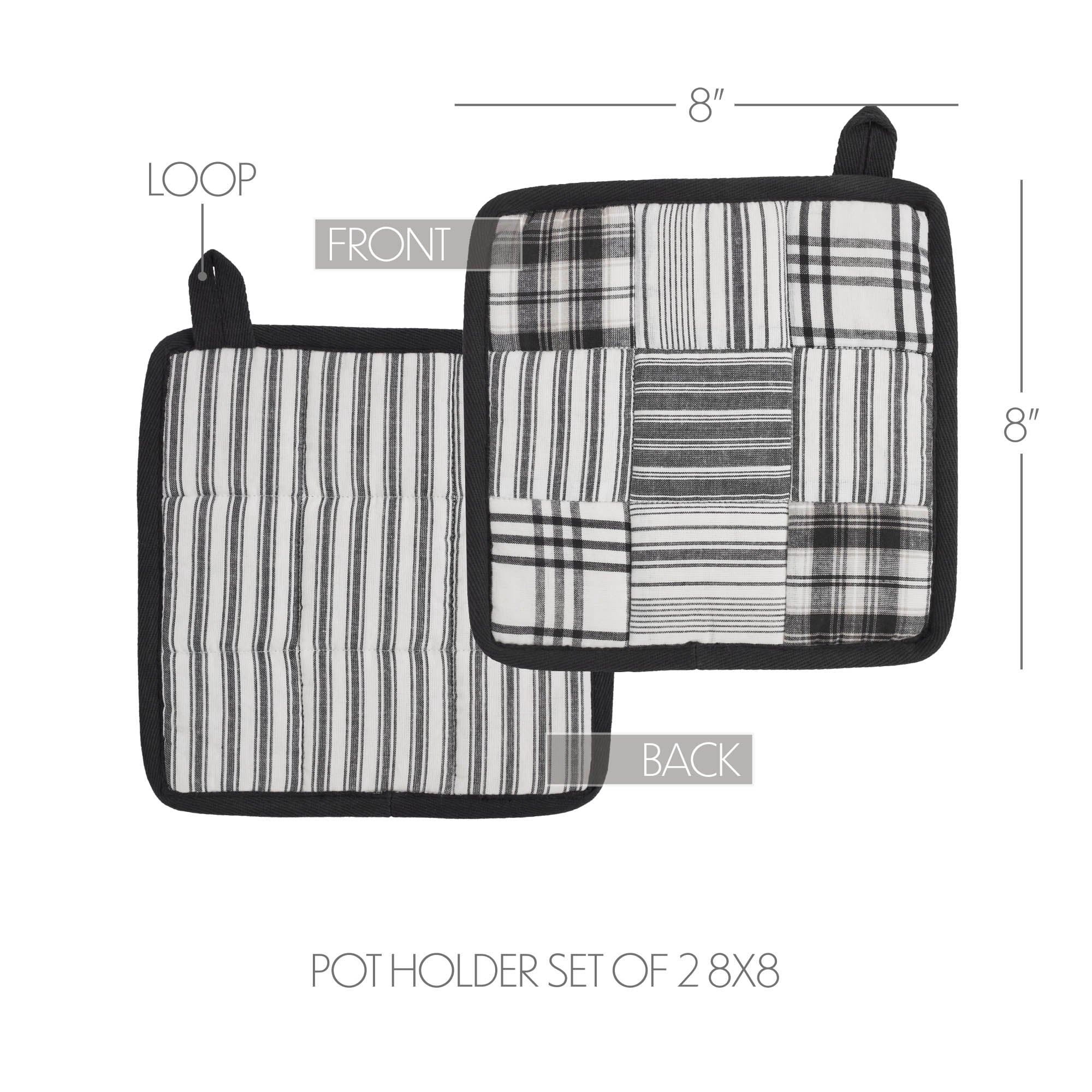 Set of 2 Sawyer Mill Black and White Pot Holders - Image 2